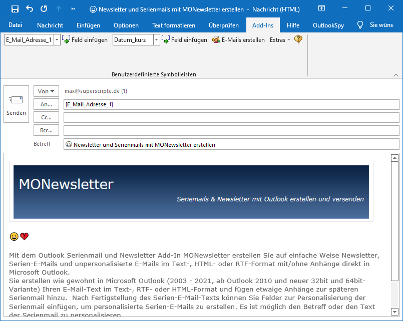 Serienmails Erstellen Und Versenden Mit Outlook Add In Monewsletter